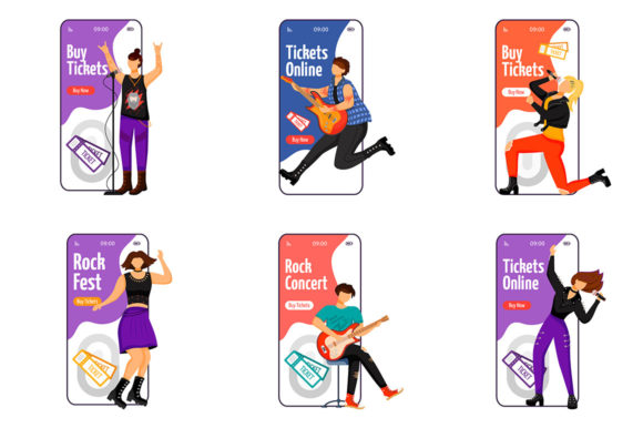 Buy Tickets Cartoon Smartphone Vector: Graphics for Ux And Ui Kits