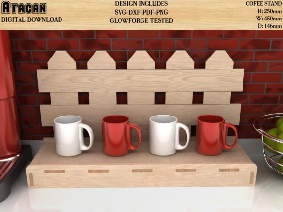 Coffee Mug Fence Display Stand Svg File for Laser Cutting