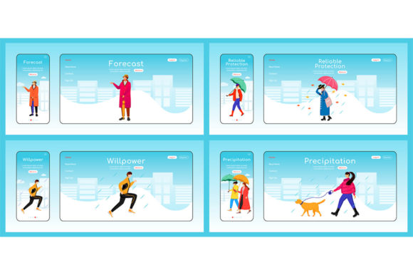 Rainwear Vector: Graphics for Landing Page Templates
