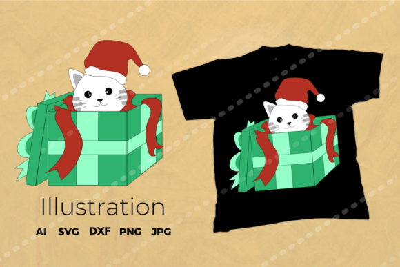 Review: Christmas Cat Illustration Vector for Embroidery