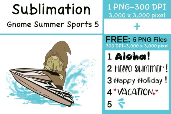 Sublimation Gnome Summer Sports 5: Graphics & Illustrations