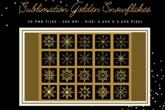 Sublimation Golden Snowflakes: Premium Graphics & Illustrations