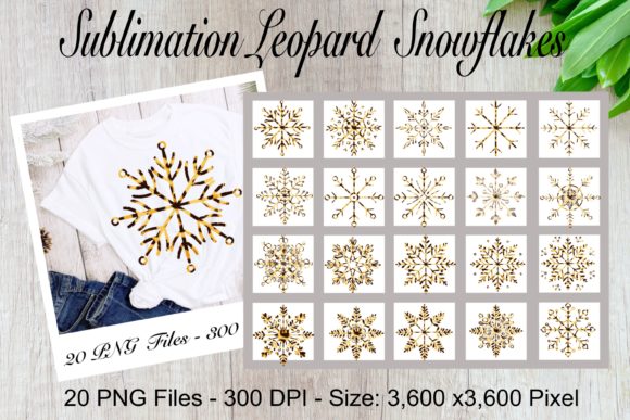 Sublimation Leopard Snowflakes: Graphics & Illustrations