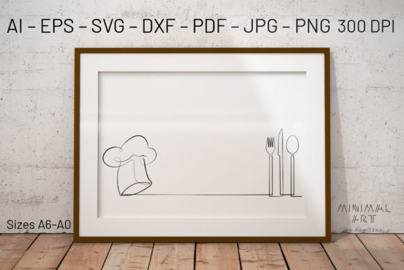 Wall Art One Line Kitchen: Graphics & Illustrations