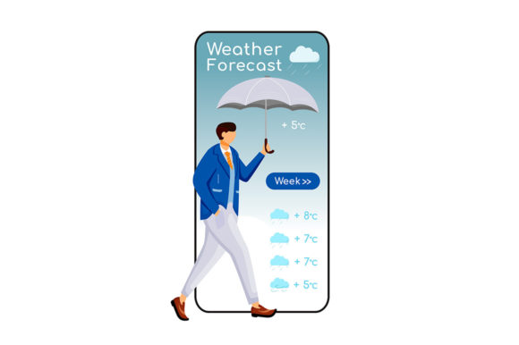 Weather Forecast Cartoon Smartphone: Graphics for Ux And Ui Kits